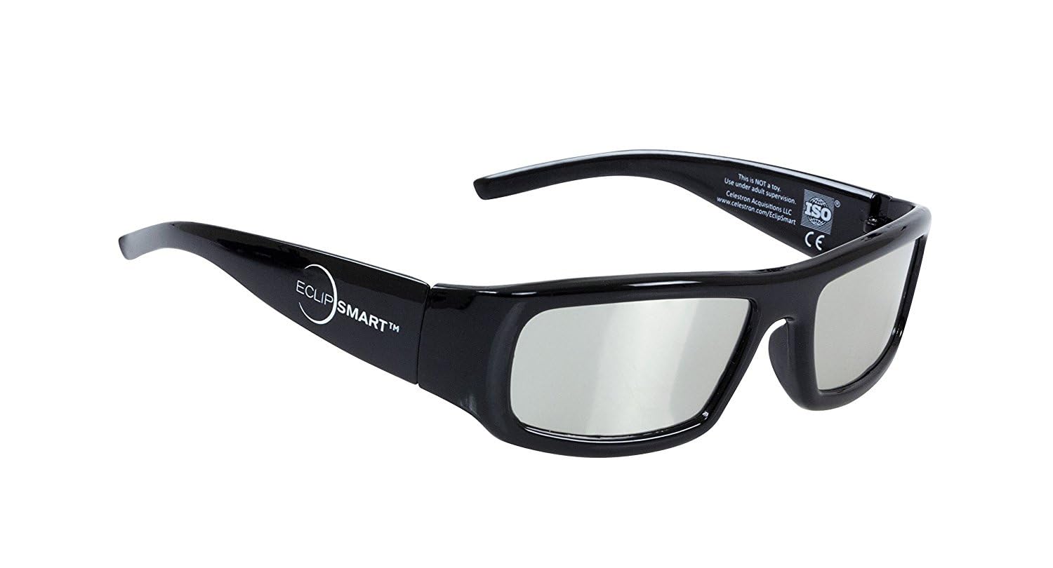 Celestron EclipSmart 3-teil. Set/Beobachtung u. Aufnahme der Sonnenfinsternis. Sonnenbrille, Kamerafilter und Buch. Filter gem. internationalem Sicherheitsstandard zur direkten Sonnenbeobachtung