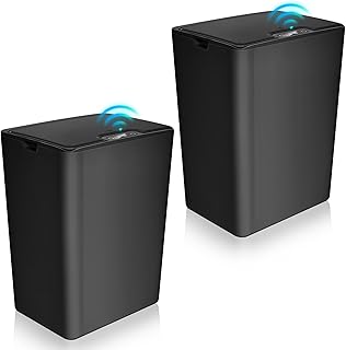 2 Pcs 4 Gallon Automatic Trash Can Sensor Trash Can Touchless Bathroom Trash Can Motion Sensor Trash Bin Garbage Can Kitchen Waste Bins Automatic Wastebasket for Office Bathroom Kitchen (Black)