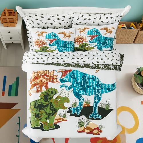 Twin Comforter Set for Boys-5 Pieces Dinosaur Glow in The Dark Twin Bedding Sets for Kids, Ultra Soft Bed in A Bag with Sheets