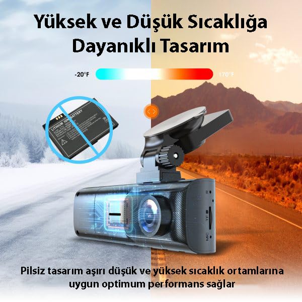 Rexing R316 4K Araç Kamerası, GPS ve Wi-Fi, 64GB SD Kart, Çift Kamera, Gece Görüşü