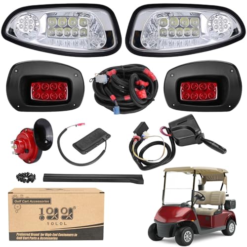 10L0L Headlights and Tail Light Kit for EZGO RXV 2008-2015 Golf Cart with Turn Signal Switch Horn Button Blinker & Brake Light Switch Pad