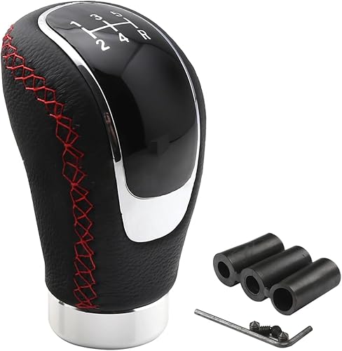 Osilly Pomo de cambio de 5 velocidades, pomos de palanca de cambios manual pesados, mango de cambio de engranajes de cuero, transmisión universal