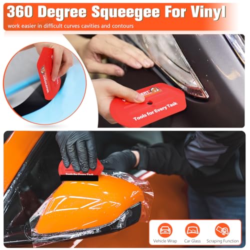 Image of WRAPXPERT Vinyl Wrap Tools, 6 PCS Car Wrap Kit Application Tools Includes Utility Knife with Blades, Vinyl Squeegee with Extra Felt for Car Wrapping,Window Tint Application