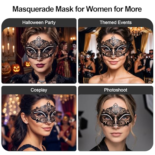 Image of Exlinonline Lace Masquerade Mask Elastic,Fit for Adult,Soft Gentle Material,Specially For Costume,Thememed Party