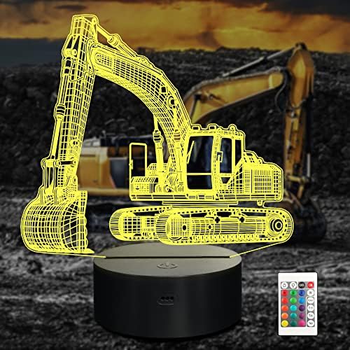 Ammonite Excavator 3D Lamp for Kids, LED Digger Illusion Night Light with Remote Control and Timing Function as Christmas Birthday Gifts Ideas for Boys Kids Teen