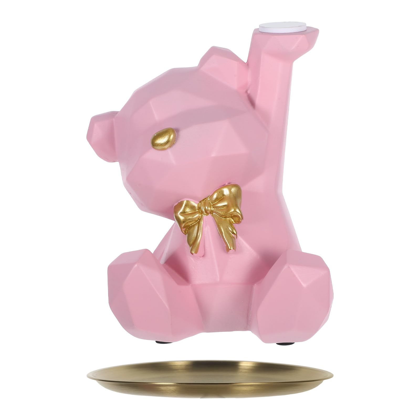 Luxshiny Statuetta Orso Geometrico Vassoio Portachiavi per Ingresso e Soggiorno, Portaoggetti Decorativo in Resina Durevole per Scrivania e Casa