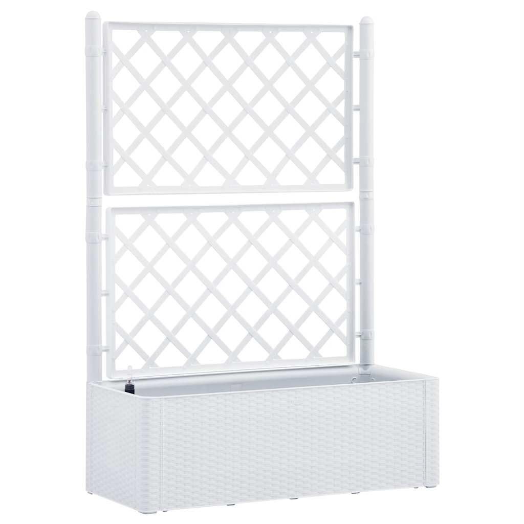 vidaXL Garden Raised Bed with Trellis and Self Watering System Flower Planting Box Pot Planter Outdoor Indoor Patio Backyard White