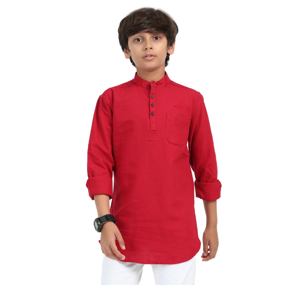 red nine Red 9 Boy's Regular Fit Casual Oxford Cotton Short Kurta.-picture-50