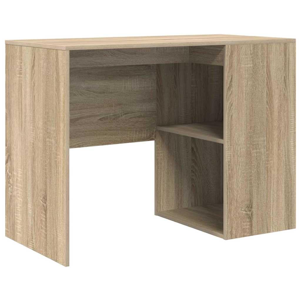 Moderner Schreibtisch mit Ablagefach und Stauraum in Sonoma-Eiche, Schreibtisch mit integriertem Regal für Home Office, Praktischer mit Regal für Büroorganisation, Eleganter