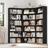 FirFurd Libreria a 6 Ripiani,Scaffale con Scomparti e Ripiani Aperti Nero | Libreria da Parete,Divisorio per Stanza Moderno,Verticale Sottile Salvaspazio,Archiviazione Per Studenti e Casa,60x23,5x180cm - 4