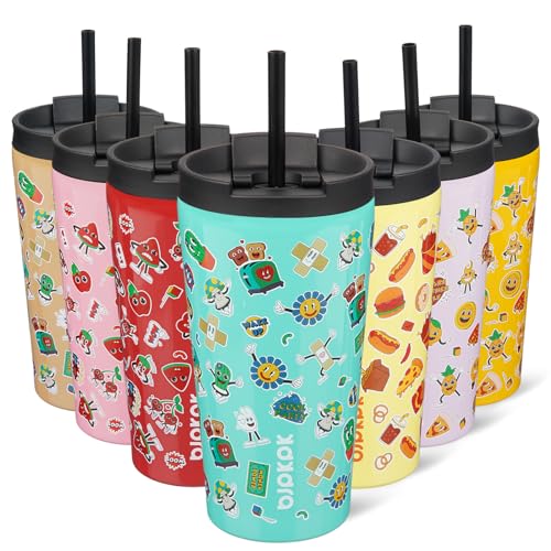 Image of BJPKPK 18 oz Coffee Tumbler with Straw, Insulated Stainless Steel Cup