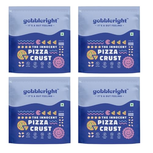 Image of GOBBLERIGHT Gluten Free Pizza Crust Pack of 4 (8 Pieces) | Vegan, Grain Free, Dairy Free, Soy Free Pizza Base | 250g | Ready to Eat | Thin Crust Pizza Base | Keto Friendly Pizza Dough | Healthy Pizza Bread