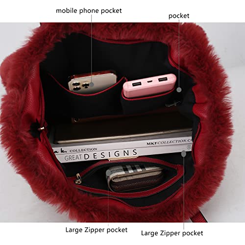 Bolso Tote de Piel Vegana Peluda para Mujer miniatura 6