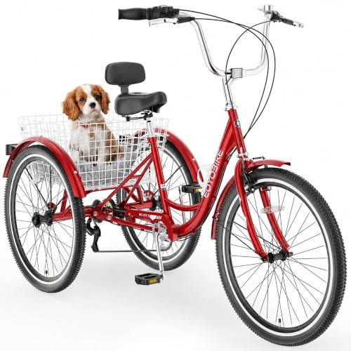 Image of Adult Tricycle, 7 Speed Adult Trike, 20 /24 /26 inch 3 Wheel Bike with Basket