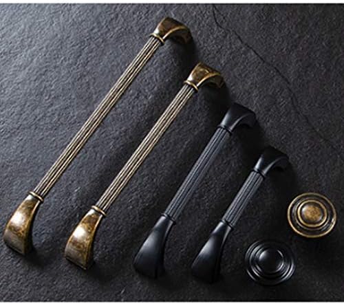 Hardware,pulls,Kitchen Cabinet Door Handles Pulls, Solid Zinc Alloy Furniture Drawer Handle, Bronze European Antique Kitchen Cabinet Hardware/Dresser Drawer Handles Door Knobs(Black,Hole center 192mm)
