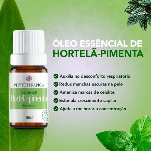 PHYTOTERAPICA- Óleo Essencial Hortelã Pimenta, Menta -Para Difusor, Massagem, Aromaterapia -Expande