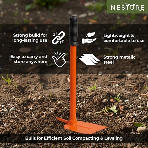 Image of Prong Hoe for Gardening | Heavy Duty Garden Hoe with Prong for Soil Loosening, Digging, Leveling & Garden Maintenance (Orange)