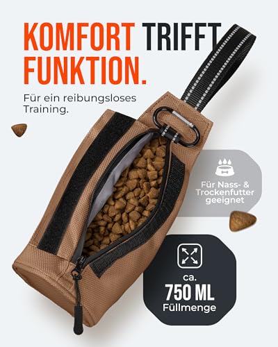 ZAUBERPFOTE Futterbeutel 'Joy' - Mit wasserfestem YKK® Reißverschluss - Apportierbeutel für Hundetraining - Ideal für Leckerlies – Praktische & robuste Leckerlitasche für Hunde