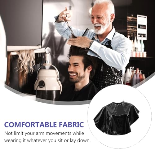 Capa impermeable para corte de cabello negra con cierre de broche miniatura 5
