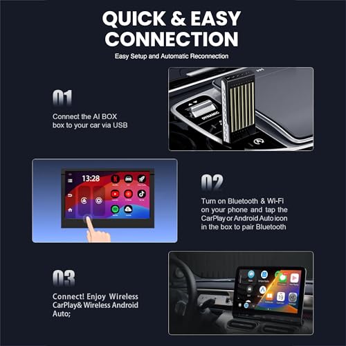 Image of 2025 Wireless AI Car Box 3-in-1 Wireless CarPlay & Android Auto with YouTube /Netflix /Prime /Hotstar 4GB RAM 64GB Storage Cortex-M3 Processor Android 13 Bluetooth 5.4 GMS Certified Plug & Play