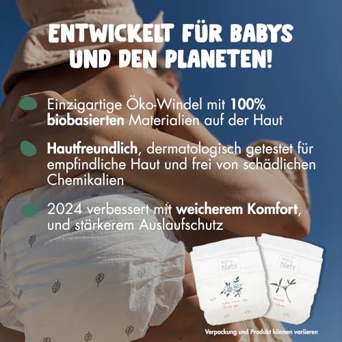 Eco by Naty Baby Öko Windeln - umweltfreundliche Premium-Bio Windeln aus pflanzenbasierten Materialien, ideal für empfindliche Babyhaut (Größe 5 - 132 Stück) - MONATSBOX