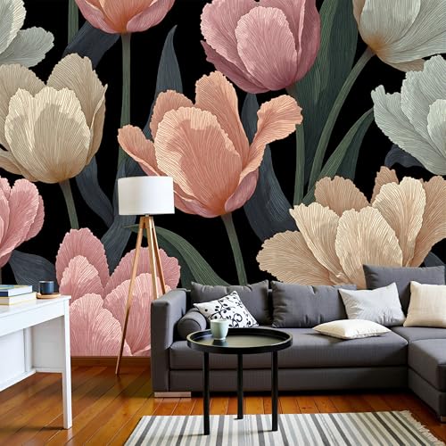 Decoración de pared para sala de estar mural flores 200x140 cm 3