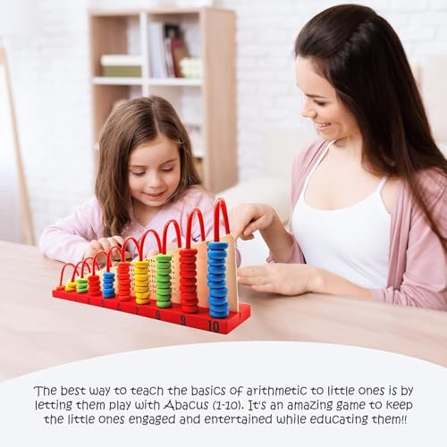 ZELVO Wooden Calculation Shelf | Abacus Counting Addition Subtraction | Maths Learning Early Educational Kit Toy for Kids 3+ Years - Image 8 thumbnail