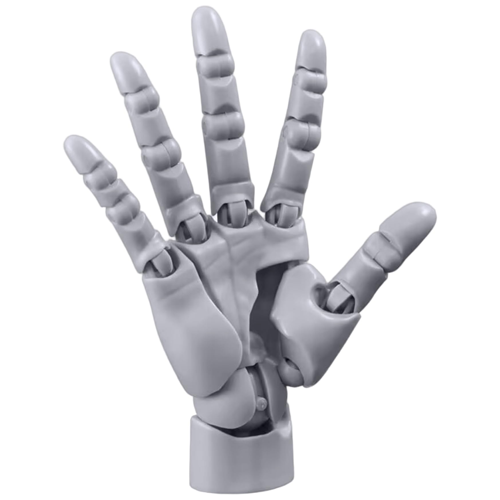 Adjustable Artists Manikin Hand Figure|Articulated Hand Flexible Model with Moveable Joint & Base DIY Friendly PVC Model for Drawing, Painting, Sketching, Grey