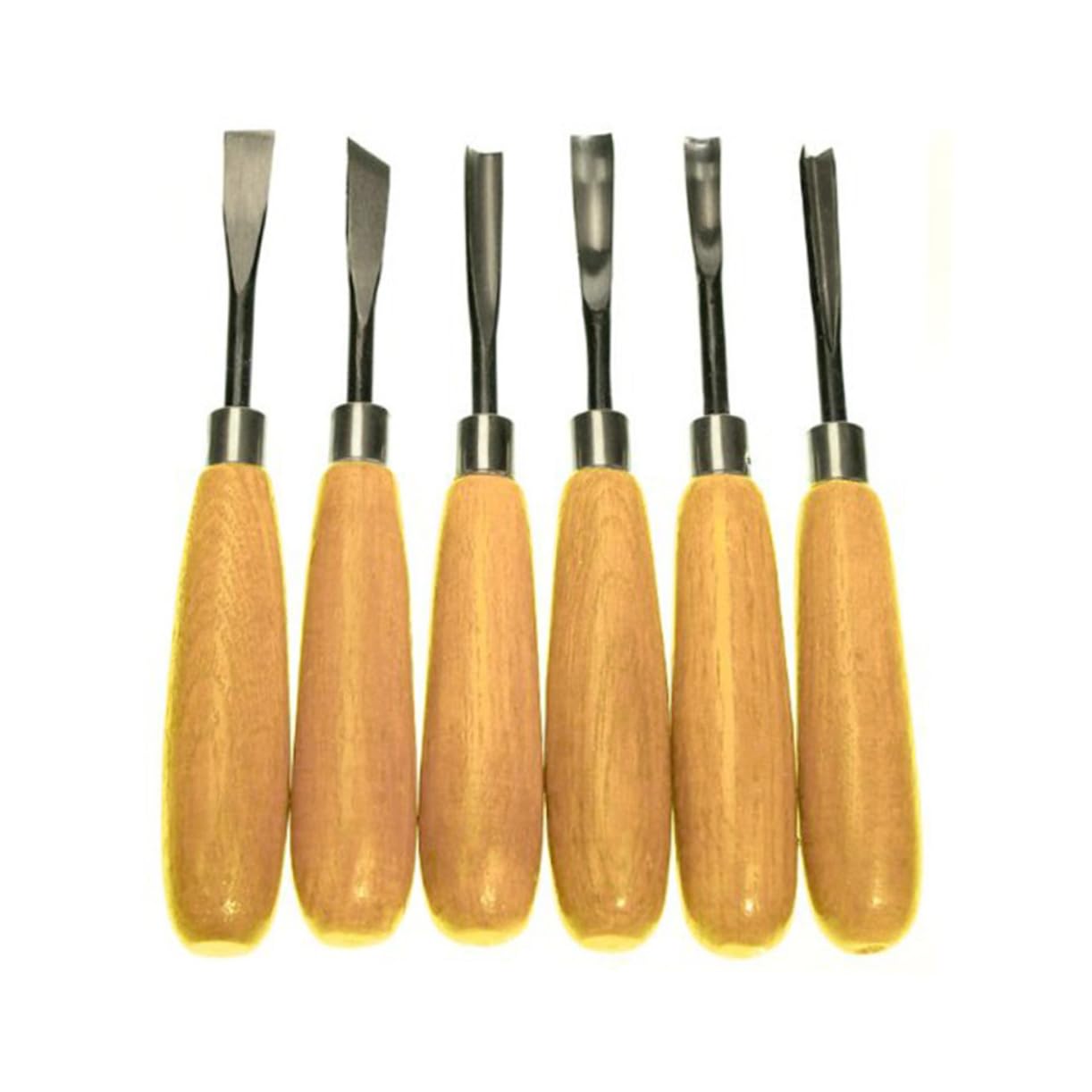 OHPHCALL 6-Piece Wood Carving Tool Set Basic Woodworking Chisel Set Steel Blades Wood Handles for Carpenters Turners Hobbyists