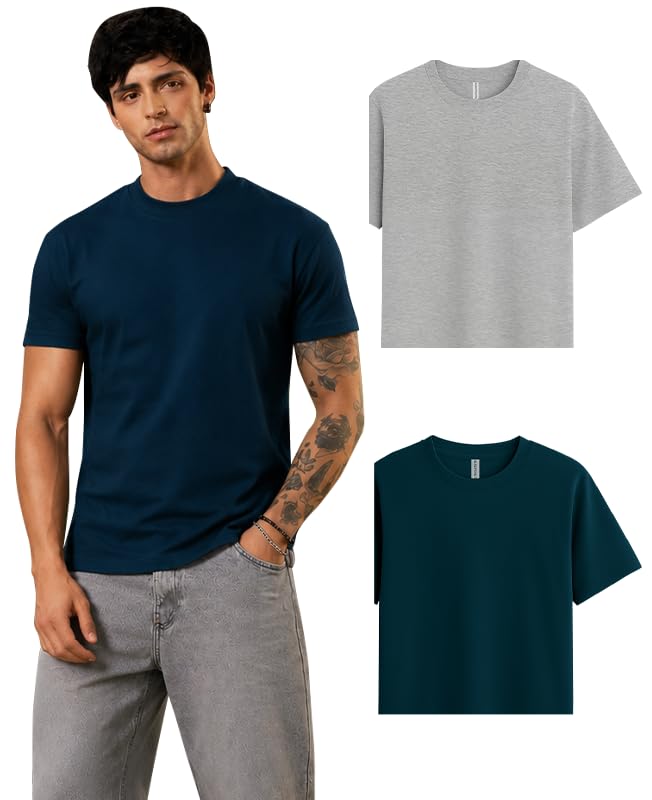 Image of Sleepynuts Men's Everyday Wear Crew Neck Regular Fit T-Shirt | Half Sleeve Solid Plain Casual T-Shirt for Men | Soft Breathable Fabric |