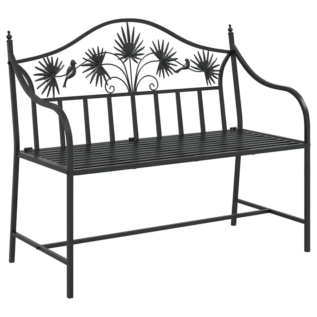 Fengshui Ławka ogrodowa stalowa czarna 104 x 52,5 x 89 cm