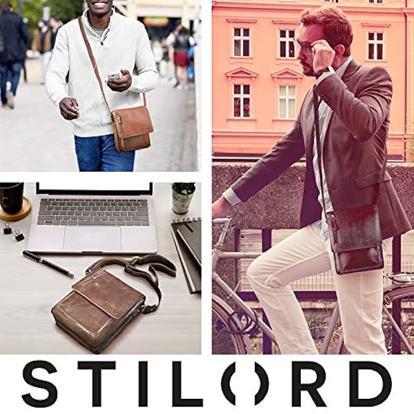 STILORD 'Finn' kleine schoudertas mannen schoudertas vintage boodschappentas 8,4 inch schoudertas echt buffelleer, Kleur:andorra - bruin