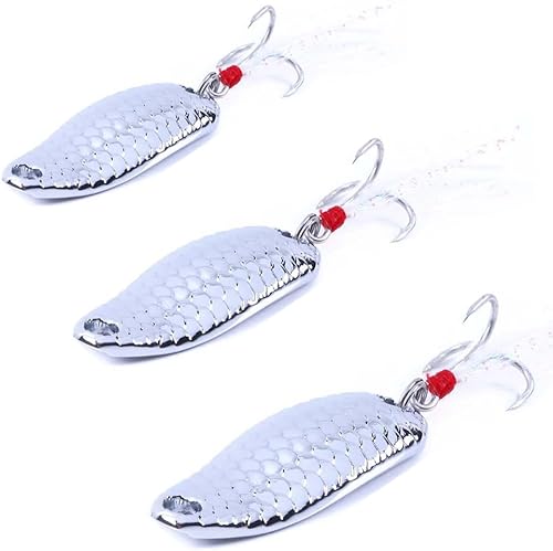 Outimpbox Señuelos de cucharas de pesca, anzuelos agudos emplumados, cebo falso, señuelos de pesca biónica de pesca en el mar, señuelos de