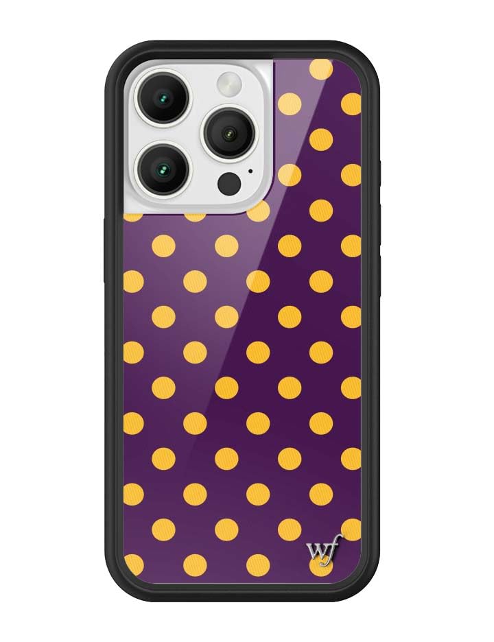 Image of Wildflower Cases - iPhone 16 Pro Compatible - Polka Dot - Purple & Yellow | Impact-Certified 6.5 ft Drop Protection Case, Raised Protective Bumper, Cute Aesthetic Design, Women-Owned Small Business
