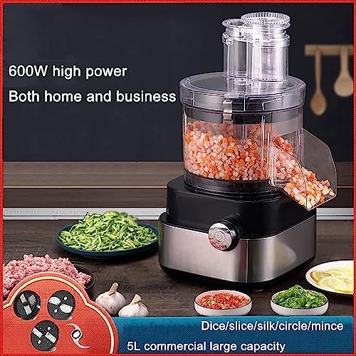 Tagliaverdure elettrico da 5000 ml, tritatutto per frutta e verdura con 5 griglie cubiche per carote, patate e cipolle, uso domestico e commerciale