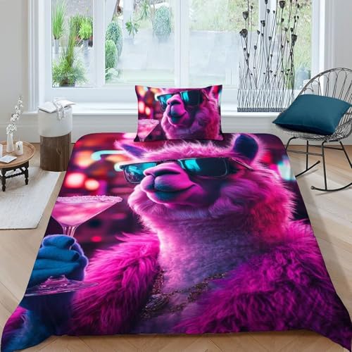 Housse de couette single 135x200cm animaux imprimé 3d en microfibre - 3