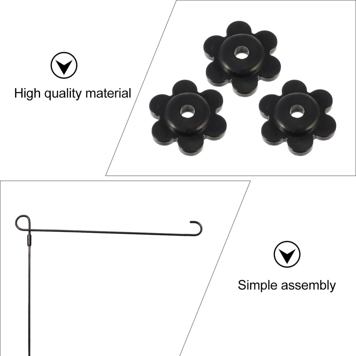 Toddmomy 6 Pièces Mât de Drapeau de Jardin Noir en Alliage, Clip Anti-Vent