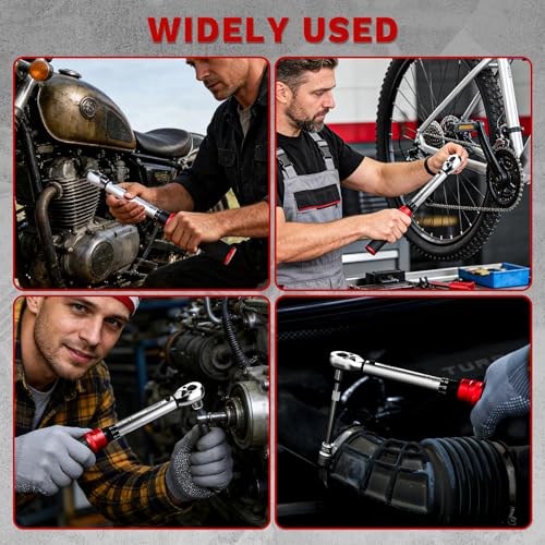 Image of DEKOPRO 26Pcs Bike Torque Wrench Set, 1 /4 Inch Drive Torque Wrench, 20-200 IN.LB(2.3-22.2 Nm), ±3% Accuracy, 72 Tooth Dual-Direction Adjustable with Socket Bits, for Mountain Bike, Bicycle Repair