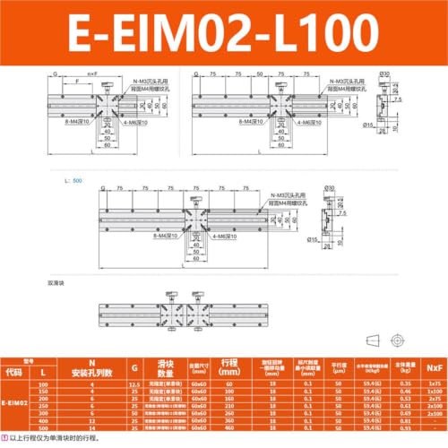 Mesa deslizante del eje X E-EIM02-L100 modelo EJR11 para precisión lineal 2
