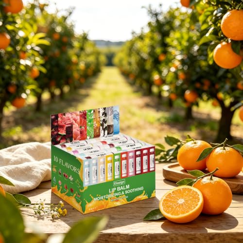 Image of 50 Pack Lip Balms Bulk Set Assorted Fruity Juicy Moisturizing Lipstick Balm Collection 10 Flavors Beeswax Lip Care Gift Box for Chapped Lips Party Favors Goodie Bags Classroom Office Gifts