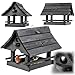 Produktbild KADAX Vogelhaus zum Aufhängen, Vogelfutterhaus aus Holz, wetterfest Futterhaus für Vögel im Garten & Balkon, Vogelhäuschen, Vogelfutterstation (Anthrazit)