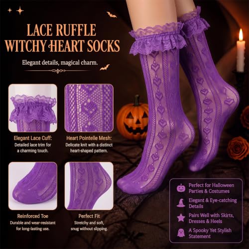 Image of Women Lace Ruffle Socks White Black Frilly Lolita Crew Dress Socks