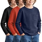 LessonZoo 3 Pack Boys Waffle Long Sleeve...