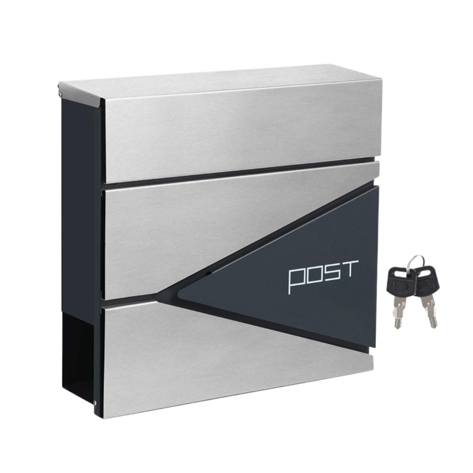 Vintage Letter Box Mailbox Wall Mounted Letterbox Lockable Mail Box Post Newspaper Holder For Outside Outdoor Lockable(Silver)