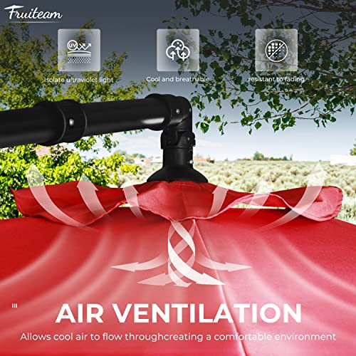 Image of FRUITEAM 10FT Patio Offset Umbrellas Cantilever Umbrella, Large Hanging Market Umbrella with Crank & Cross Bar, Waterproof UV Protection Outdoor Umbrella with Ventilation for Deck, Garden