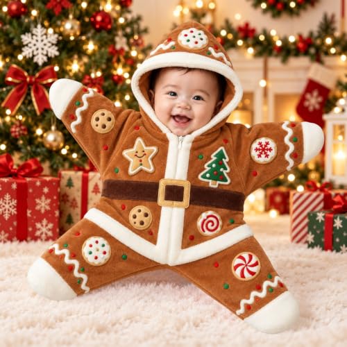 Starfish Baby Outfit Christmas Newborn Hooded Fleece Star Jumpsuit 3 Months - image 2