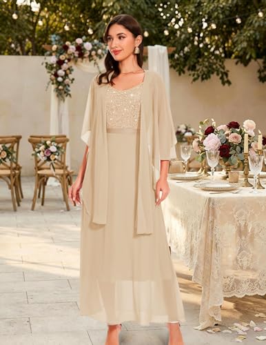 Image of BeryLove Summer Formal Wedding Guest Prom Dresses Sequin Cocktail Evening Lace Elegant Mother of The Bride Dress