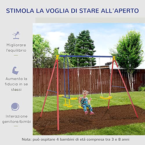 Outsunny Set Altalene da Giardino per 4 Bambini, 2...