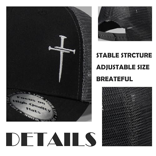 Christian Hats for Men Women,Jesus 3 Nail Cross Hat Christian Religious Gifts for Birthday/Christmas4