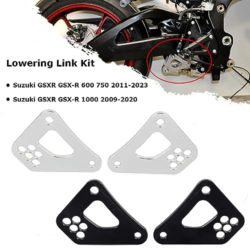 QJY-Motor Part-Store Verstellbarer Unterlenker, Unterlenker für die Tieferlegung Hinten Für Suzuki GSXR GSX-R 600 750 1000 2009-2020 Schwarz
